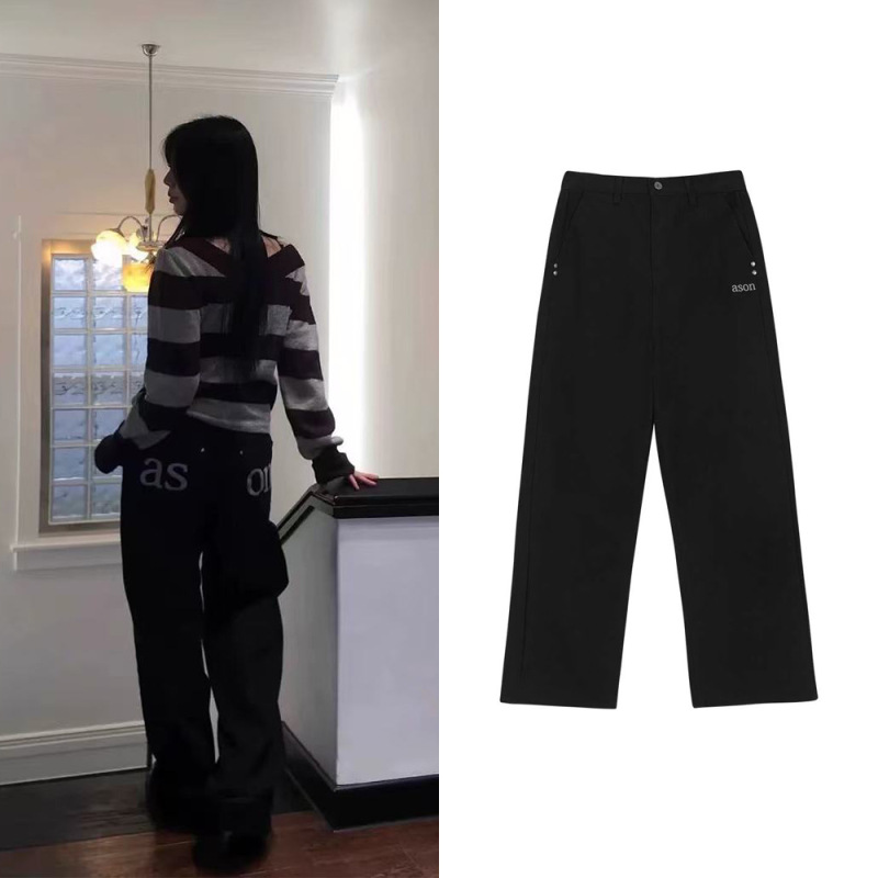 Now 2026 Autumn New Korean Designer As*n Ning Yizhuo Retro Letter Embroidered High-Waisted Jeans