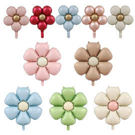 INS哑光五瓣花雏菊金属铝膜气球马卡复古色花朵生日派对装饰布置