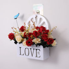 挂墙仿真花套装假花绢花电视墙卧室隔断家居客厅栅栏墙壁挂件花篮