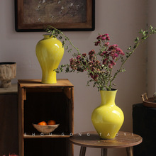 新中式复古高颜值陶瓷花瓶高级感客厅民宿茶室会所餐桌水培插花器