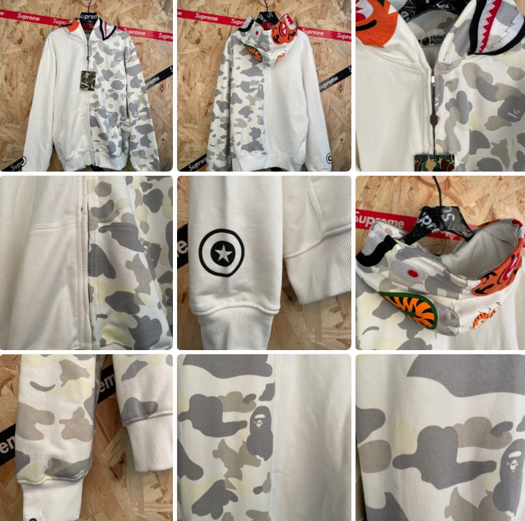 Trendy Brand Shark Spring and Autumn Embroidered Shark Ape Classic Camouflage Hooded Zip-Up Unisex Trendy Sweatshirt Jacket Trendy Brand Shark Spring and Autumn Embroidered Shark Ape Classic Camouflage Hooded Zip-Up Unisex Trendy Sweatshirt Jacket