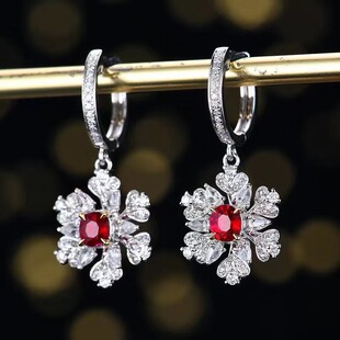 Snowflake Vitreous 0.27 0.26 karat Mozambique Non-Burned Pigeon Red 18K Gold Ruby Earrings