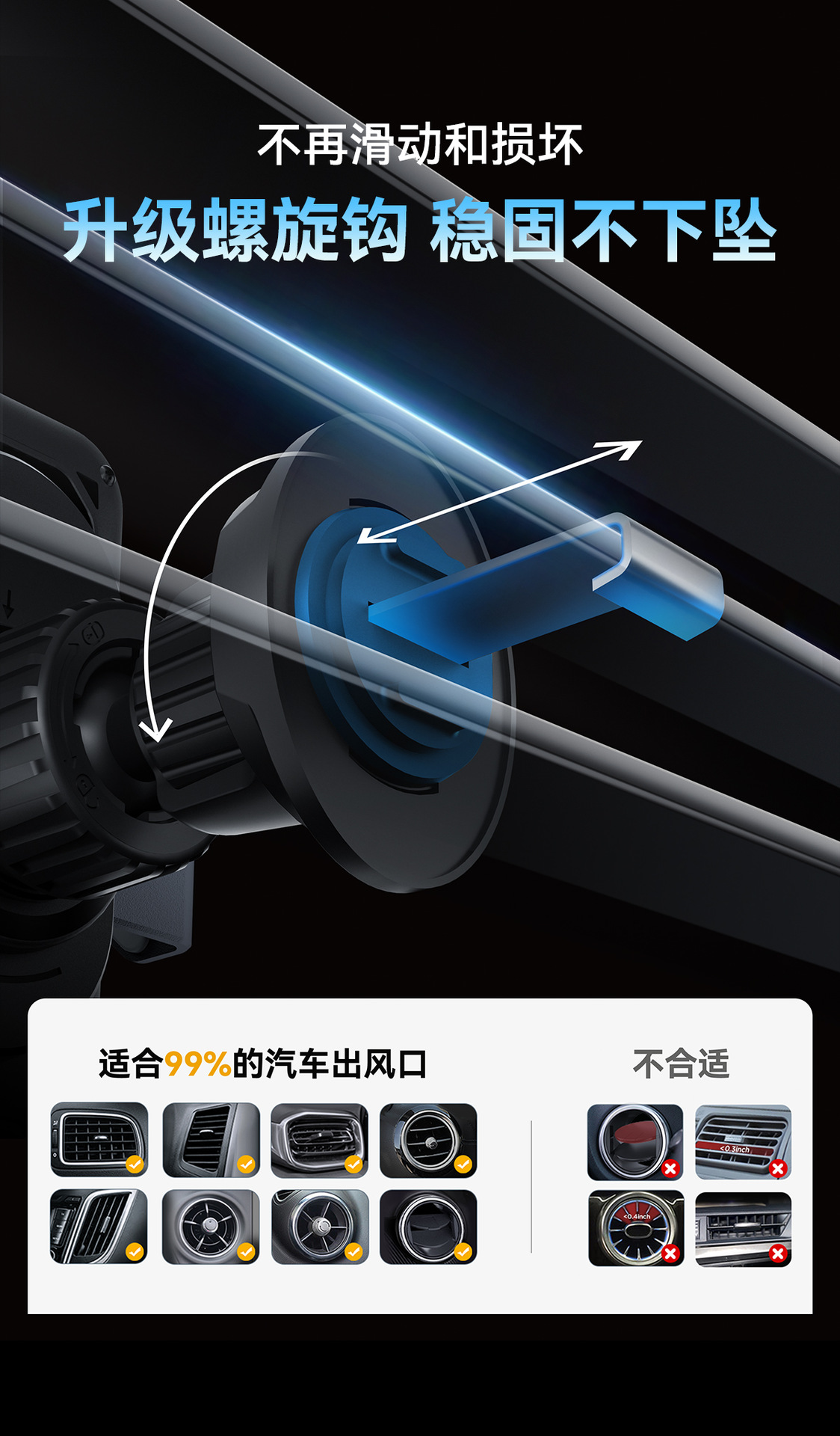 New Car-Mounted Holder with Sensor Opening and Closing, Electric Rotating Wireless Charging Holder, Air Vent Car Phone Holder
