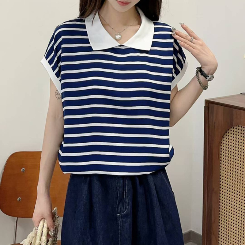 2026 Cotton Silk Lapel Short-Sleeved T-Shirt Loose Women's Fashion Top Summer Thin Pajamas Artificial Cotton Home Wear