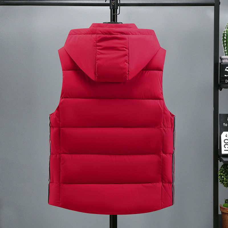 Herrkläder Ny höst- och vinterväst i bomull med avtagbar huva för kylskydd utomhus och värme förtjockad väst moderiktig _voghion.com