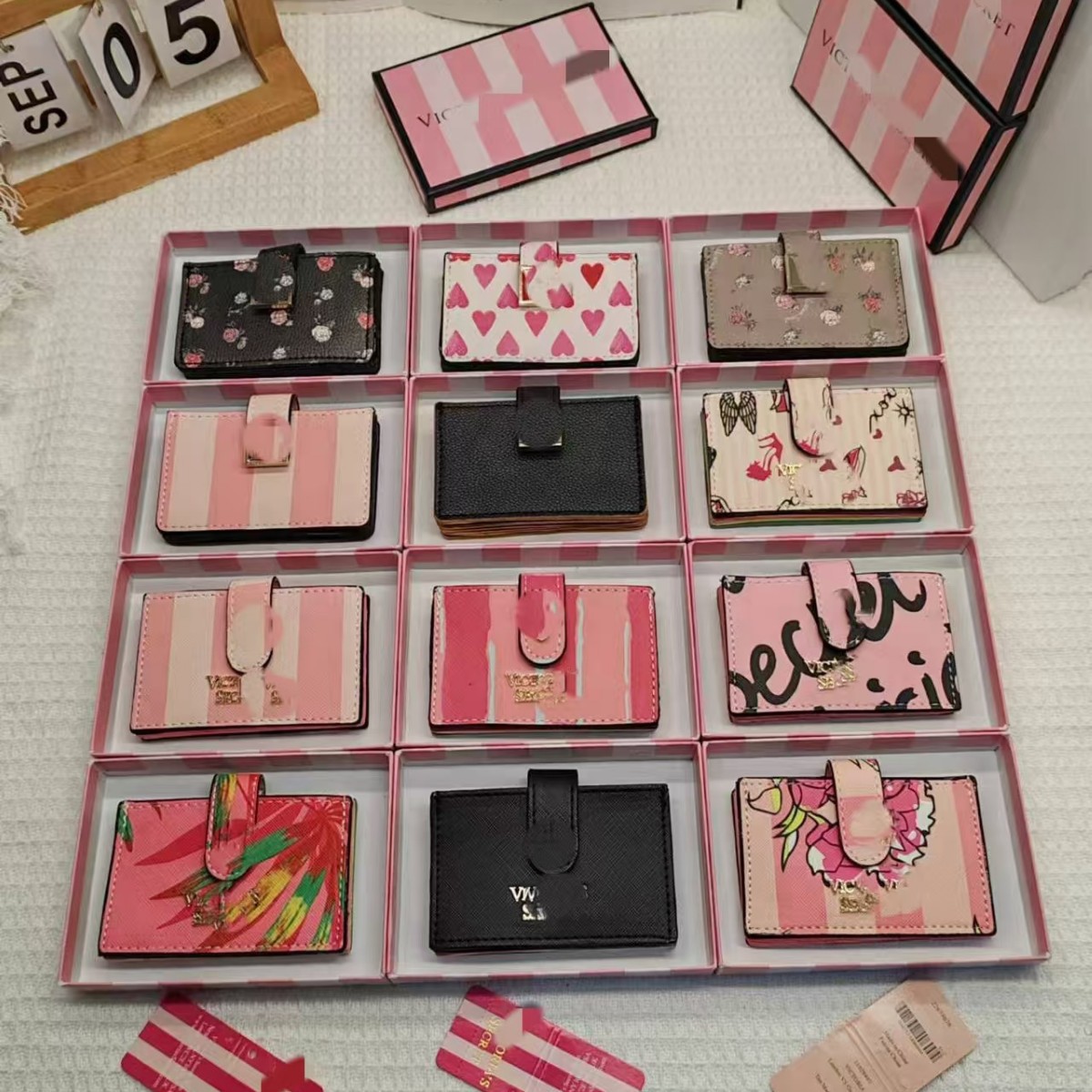 Trendy Popular Ins Victoria's Secret Women's Simple Classic Versatile Color-Blocking Card Holder Coin Purse