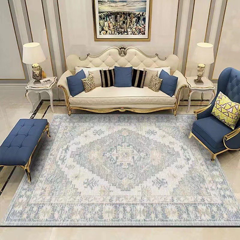 Alfombra geométrica simple, tapete de imitación de cachemira para sala de estar, cobertura completa de gran área, alfombra para dormitorio junto a la cama, tapete para los pies junto a la mesa de centro del sofá
