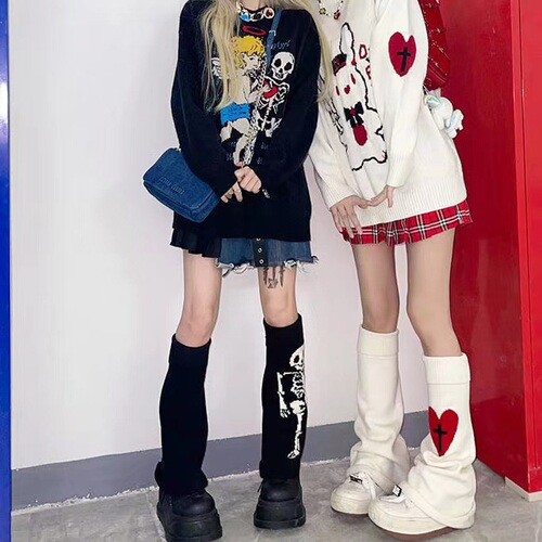 Japanese-style JK crew socks knitted sock garter student cute girl warm winter cold wide-leg trumpet ankle socks