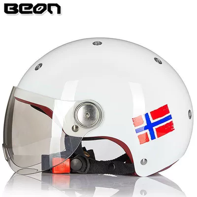 Motosiklet dəbilqələri Electric Vehicle Motorcycle Safety Helmet - s-bright-white-red-and-blue-norwegian-flag-b103