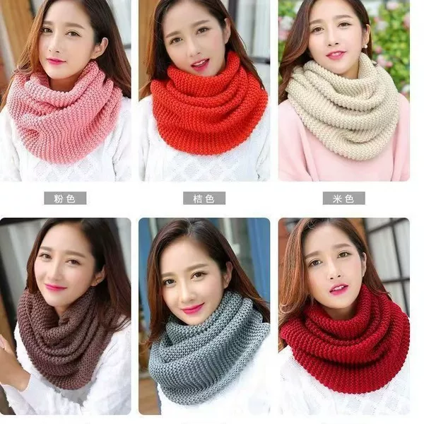 Women's Korean-style student pullover scarf, autumn and winter versatile thickened woolen neck warmer for both men and women, new Korean style neck warmer