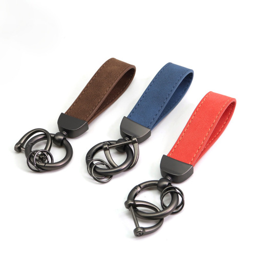 New suede car key chain hardware anti-lost key ring ring can be embossed logo leather key chain wholesale