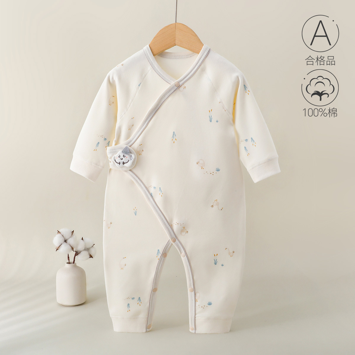 Ropa de bebé recién nacido, algodón puro, primavera y otoño, protección del vientre, 0-6 meses, mameluco de una pieza para bebé, mameluco, mariposa de manga larga