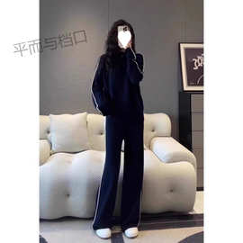 大码时尚高级感运动套装女春秋胖宽松显瘦卫衣阔腿裤休闲两件套