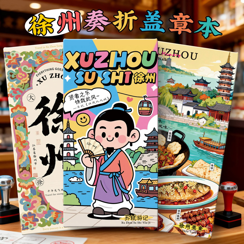 New Product【Xuzhou Stamp Book】Cultural and Creative Su Shi Travel Stamp Collection Commemorative Album Blank Notebook for Official Documents New Product【Xuzhou Stamp Book】Cultural and Creative Su Shi Travel Stamp Collection Commemorative Album Blank Notebook for Official Documents