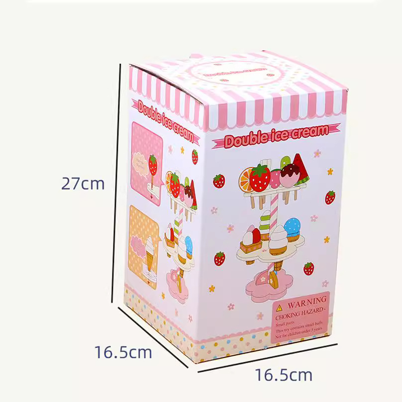 Simulación infantil de la cocina de fresa helado mesa de helado de tres capas de helado tachechele juguetes de madera