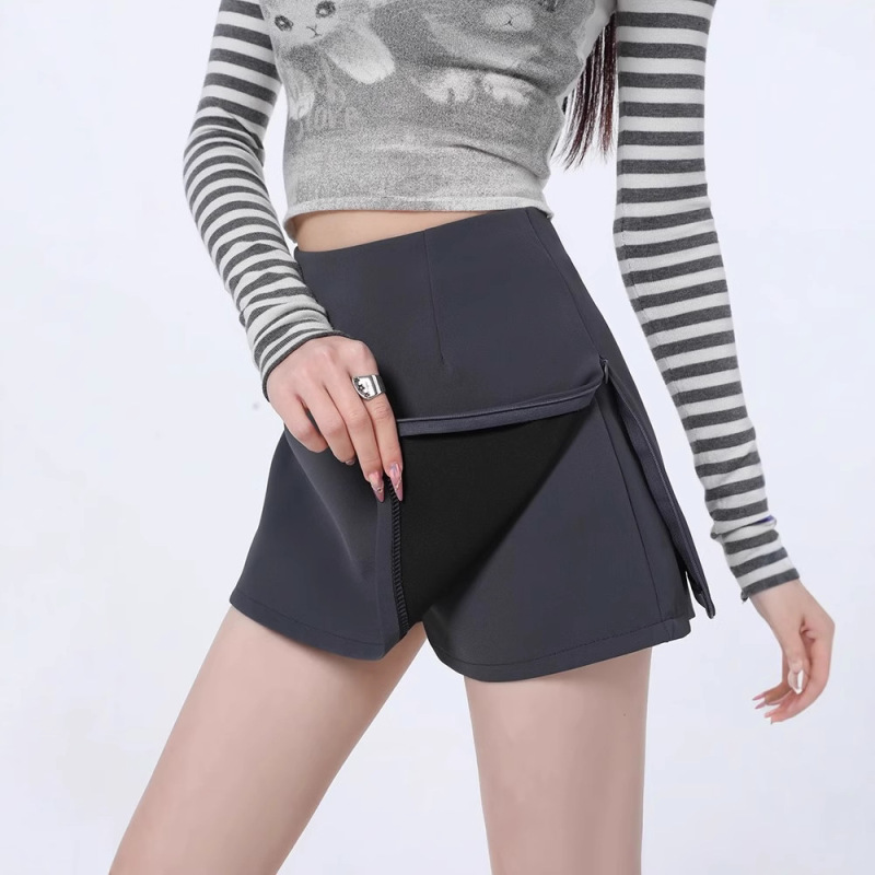 Side Slit Zipper Suit Skirt for Women 2025 Spring and Summer Large Size High Waist Slim Gray A-Line Hip-Covering Short Culottes Side Slit Zipper Suit Skirt for Women 2025 Spring and Summer Large Size High Waist Slim Gray A-Line Hip-Covering Short Culottes