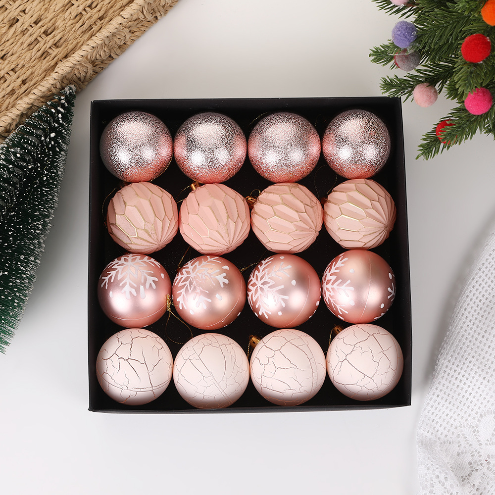 Decoraciones navideñas transfronterizas Bola de plástico de copo de nieve Juego de bolas de plástico de 6cm Juego de cajas de fiesta de Navidad de bricolaje Colgante de bolas colgantes