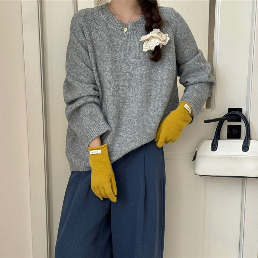 24 invierno Puyuan perezoso viento grueso suave glutinoso chaqueta suéter para mujeres otoño invierno nuevo estilo coreano ancho