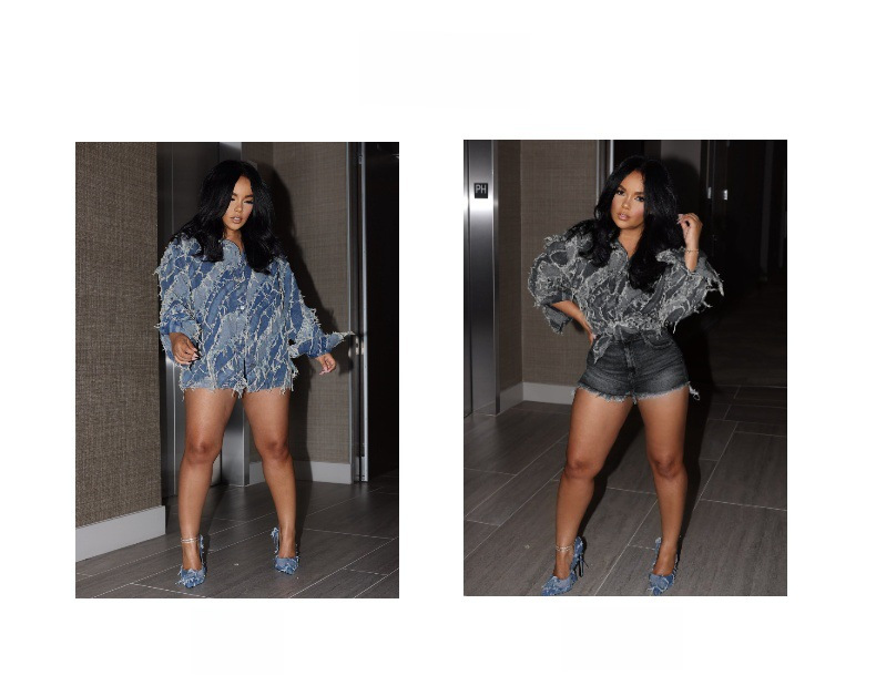 2024 spring new women's fashion casual loose personality tassel Denim jacket coat