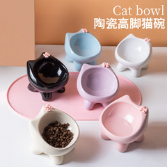 猫碗陶瓷可爱猫食盆喝水猫粮罐头保护颈椎不易打翻防黑下巴宠物碗