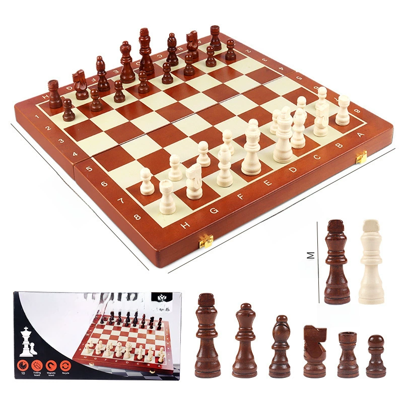 Большие магнитные шахматы, настольная игра из древесины, игрушка, оптом
