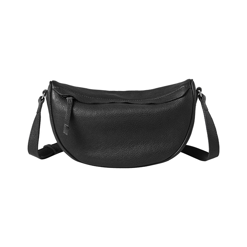 Vegetable Tanned Top Grain Cowhide Casual Crescent Bag Retro Genuine Leather Small Bag Simple Versatile Shoulder Crossbody Bag For Women - Thumbnail 7