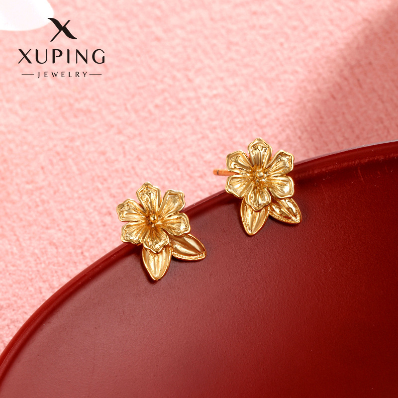 Pendientes de Botón Xuping, Modernos, Chapados en Oro, Simples, Versátiles, Exquisitos, Sin Circonitas, Joyería al por Mayor Transfronteriza