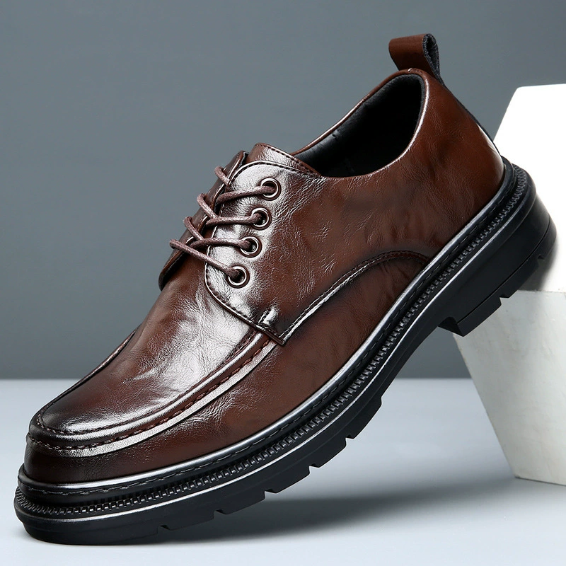Мужские кожаные туфли 2025 года: новая осенняя коллекция, деловые повседневные, удобные, дышащие, с мягкой подошвой, износостойкие, формальные.