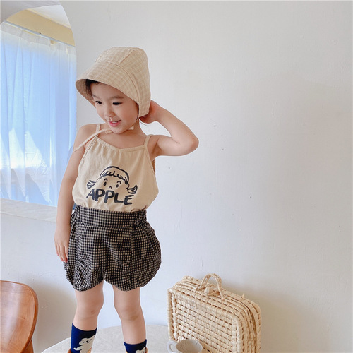 Korean children's clothing summer 2024 new girls Korean style halter top cartoon printed vest 21359