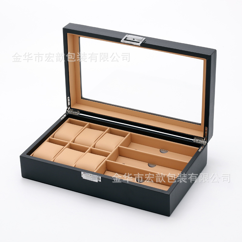 En stock al por mayor de fibra de carbono multi-epítopos caja de reloj gafas de reloj caja de joyería de almacenamiento Pantalla Reloj caja de embalaje