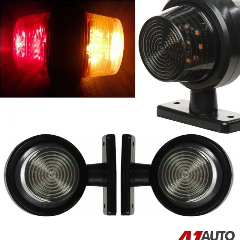 Cross-Border Smoked Black Cover Truck Side Lights, Side Marker Lights, 12V/24V Red and Yellow, European and American Trailer Mk-114 Cross-Border Smoked Black Cover Truck Side Lights, Side Marker Lights, 12V/24V Red and Yellow, European and American Trailer Mk-114