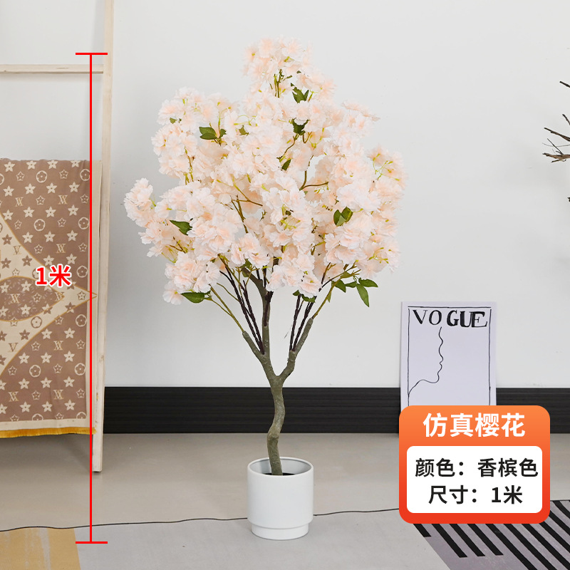 Simulación de árboles de cerezo en maceta decoración interior de ventanas de hotel paisajismo decoración de suelo diseño de boda árboles falsos flores simuladas