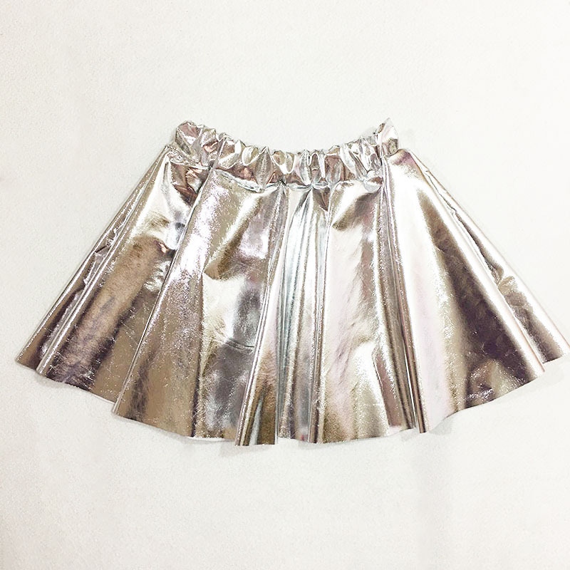 Children Girls boys glitter gold silver red pink jazz street dance hiphop dance mini pleated skirts party cheer leaders uniforms for kids fashion glossy pleated skirt