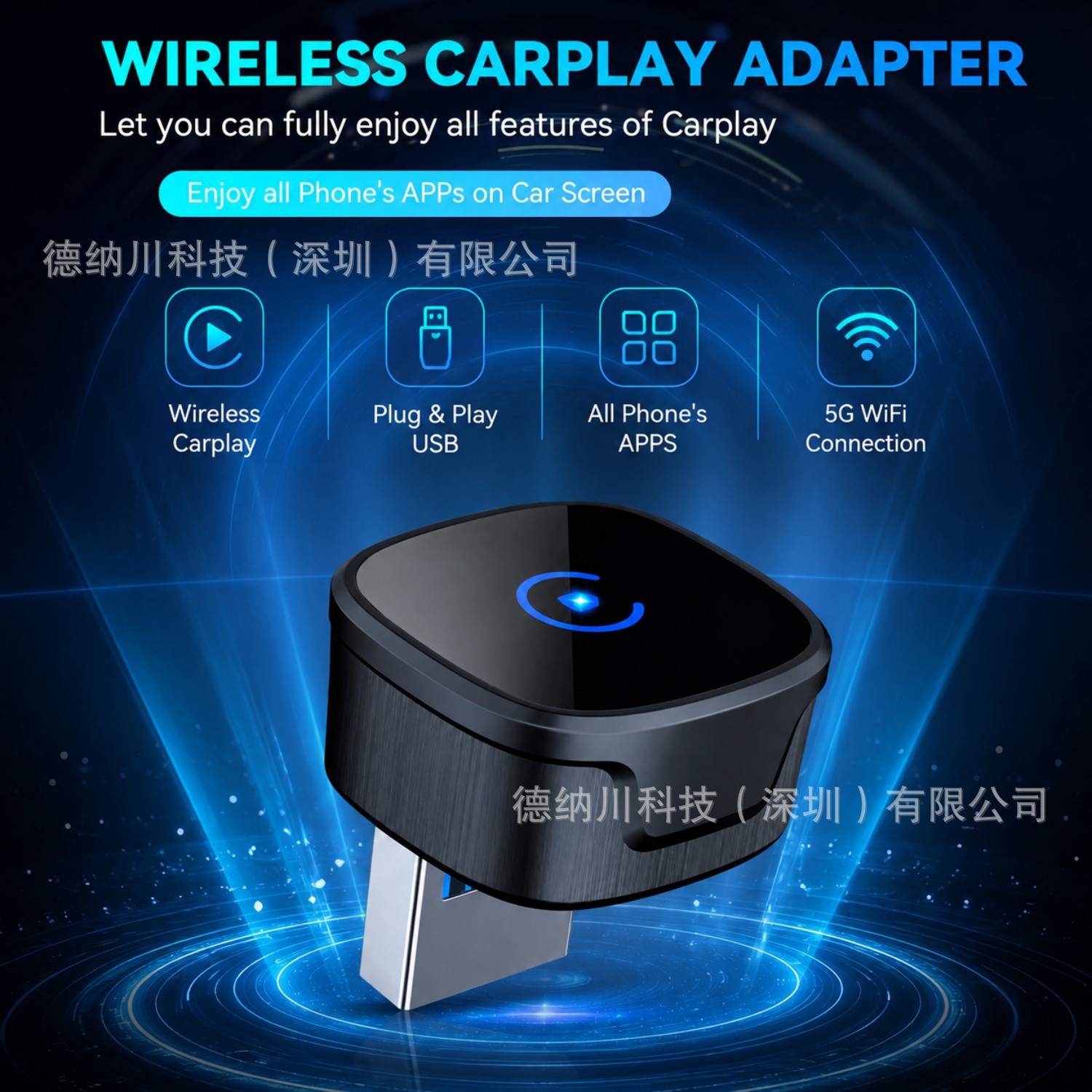 Cross-border wireless CarPlay box 2-in-1 wired to wireless Apple CarPlay Android Auto