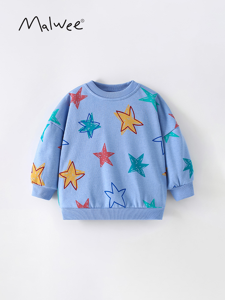 Mawlee chaqueta de niño otoño y invierno nuevo estilo europeo y americano ropa infantil cuello redondo manga larga impresión guapo chaqueta de niños