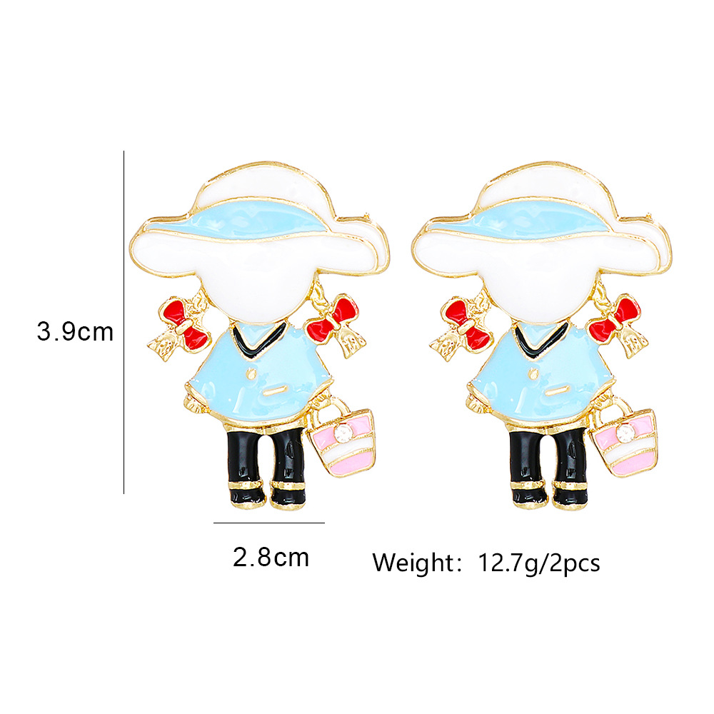 Women's Cute Cartoon Character Alloy Ear Studs Cartoon Retro Stoving Varnish Drop Earrings display picture 1