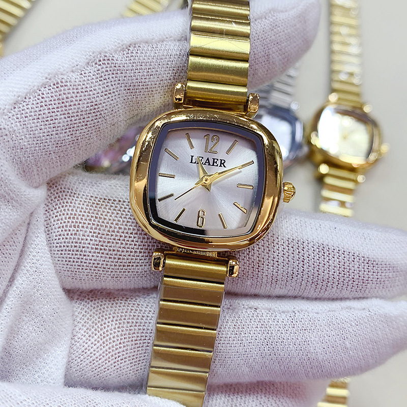 Leaer Simple Elegant Small Dial Square Ladies Versatile Watch Wholesale Bamboo Steel Band Watch Manufacturer Cross-Border