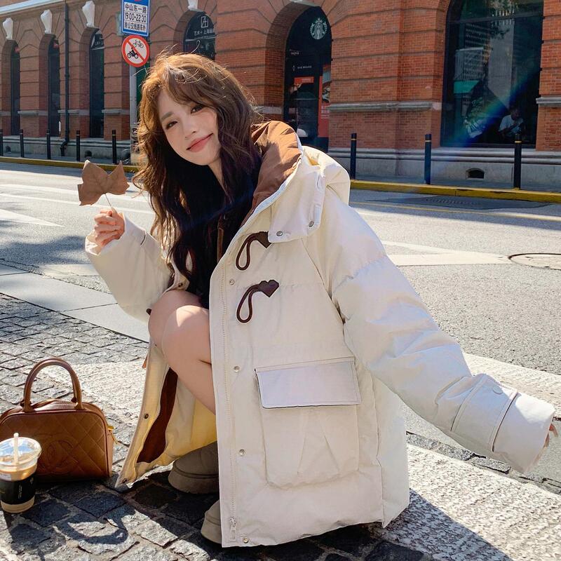 2024 new fat mm300 kg plus fat plus size retro horn buckle long pregnant women down jacket female 2409 2024 new fat mm300 kg plus fat plus size retro horn buckle long pregnant women down jacket female 2409