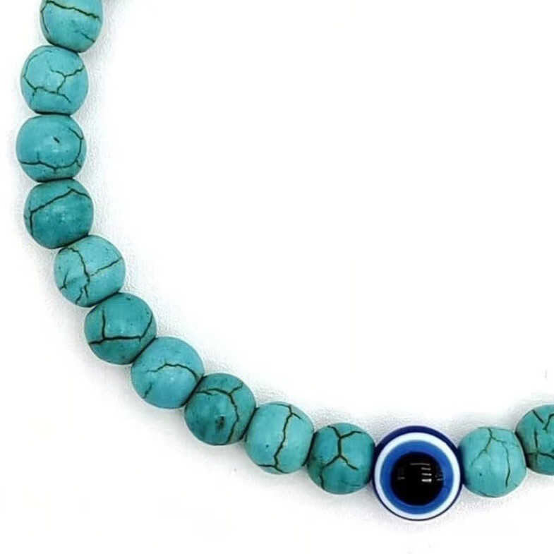 New Fashionable 6 Devil's Eye Turquoise Bracelet Easiest for Match Personalized Evil Eye Beaded Stretch Men's Bracelet
