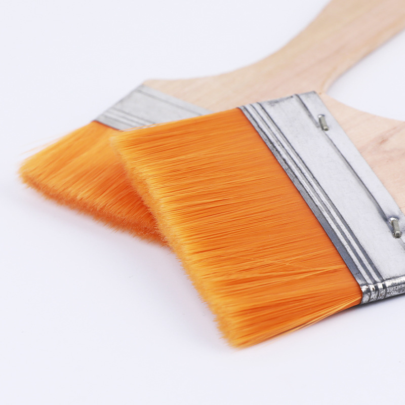 Cepillo de lana amarilla de nylon 1 pulgada 2 pulgadas 3 pulgadas cepillo de pintura de arte para niños cepillo de pintura a óleo de madera cepillo de barbacoa