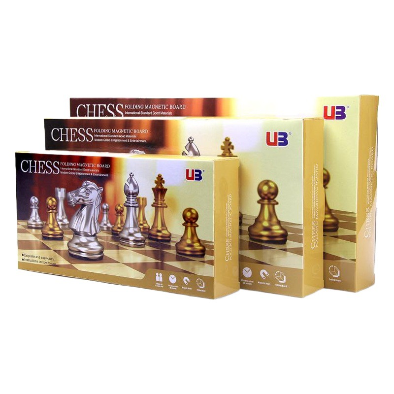 AIA UB gold silver magnetic chess foldable board puzzle game toy chess