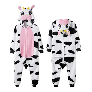 2025 New Listing Mixed Batch Home Clothes Animal Adult Cartoon Flannel Pajamas Cow Series Outer Wear
