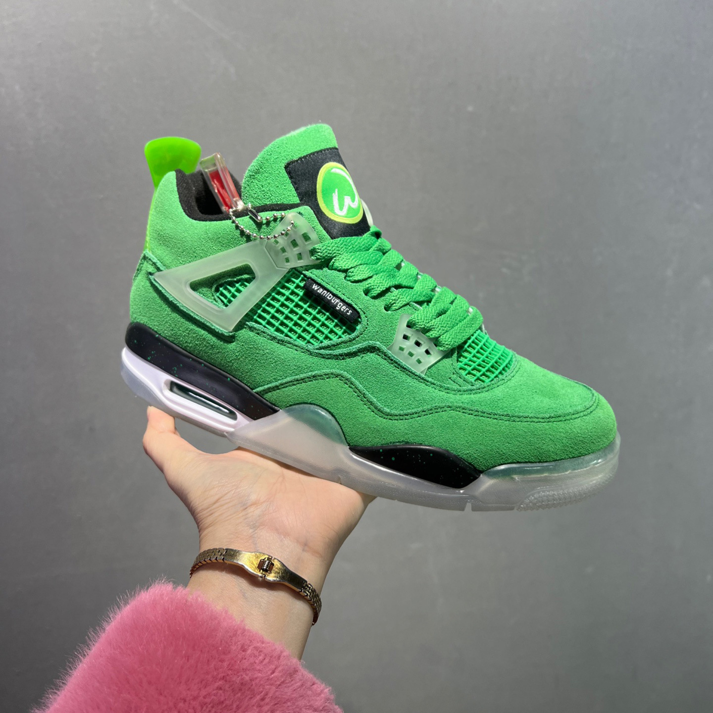 Visión alta aj4 zapatos de baloncesto de cuero gris de seda para hombres zapatos deportivos casuales con almohadilla de aire de fondo grueso para mujeres Kaws nocturario