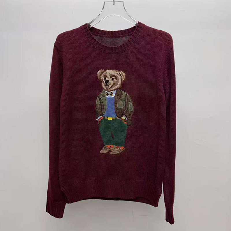 High-Quality Hot-Selling Round-Neck Cartoon Jacquard Bear Casual Simple Long-Sleeved Knit Sweater for Women