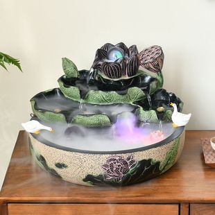 Chinese-style Lotus Feng Shui Wheel for Wealth and Water Ornaments Fish Tank Fountain Water Circulation Household Living Room Hallway Housewarming Gifts