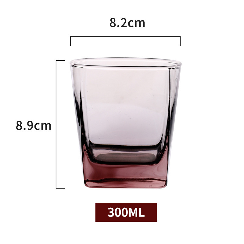 Lemeiya colorido taza de vidrio taza de beber colorido copa de vino hogar taza de jugo taza de leche taza cuadrada