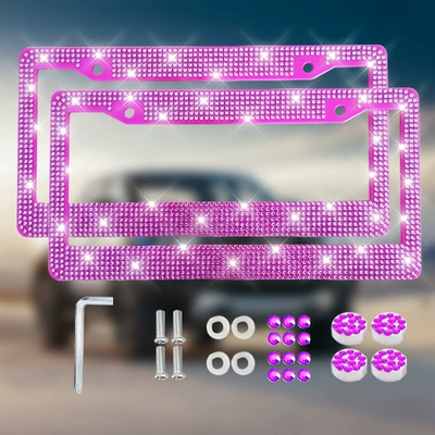 License plate holder/license plate holder | and Mexican Universal Diamond License - round-hole-double-piece-purple