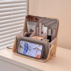 大容量のトイレタリーバッグ、スタンドアップ型の高価値化粧品バッグ、層状のポータブル多機能化粧品収納バッグ