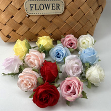 新品 仿真绢布玫瑰花头绢花假花DIY手工创意婚庆发箍花环帽子装饰