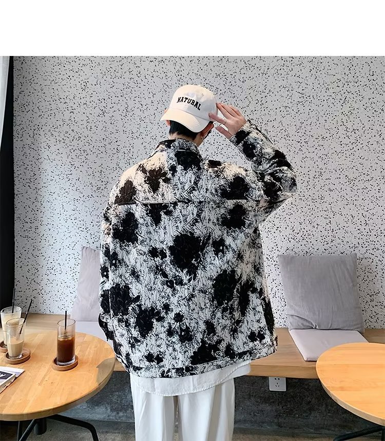 Giacca di jeans uomo tie dye oversize stile streetwear_voghion.com
